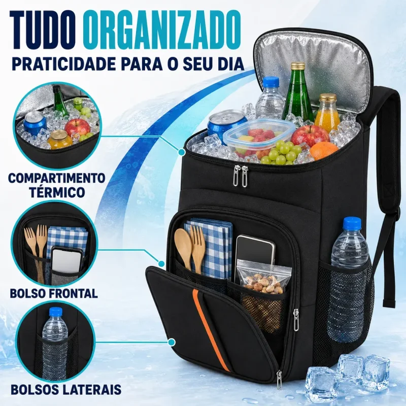 Bolsa Mochila Termica 24l Pvc Impermeavel Cooler Gelo