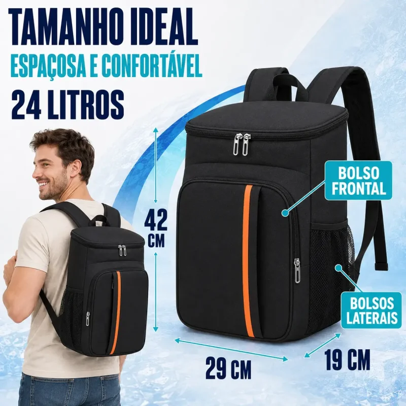 Bolsa Mochila Termica 24l Pvc Impermeavel Cooler Gelo