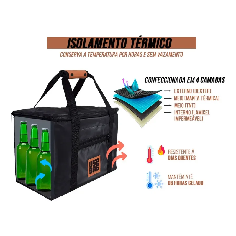 Bolsa Termica 30l Big Cooler Bag Use Bag Preta