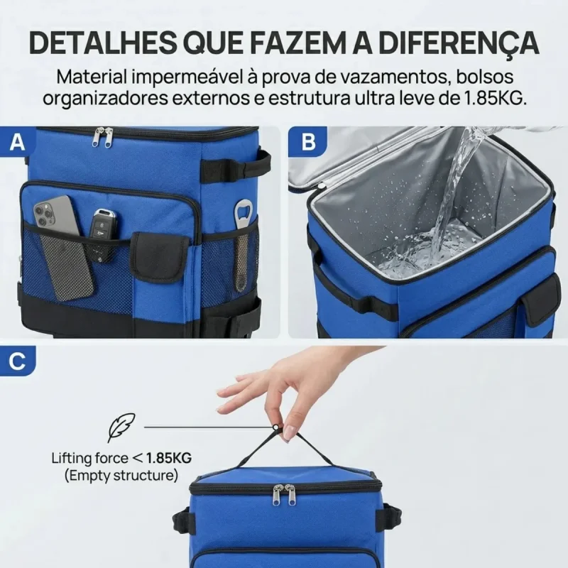 Bolsa Termica Com Rodinhas Cooler 38l Impermeavel Joyfox