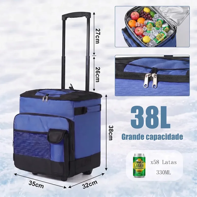 Bolsa Termica Com Rodinhas Cooler 38l Impermeavel Joyfox