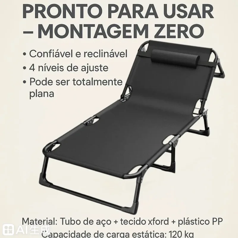 Cadeira Camping Dobravel Aco Espreguicadeira Bemmy