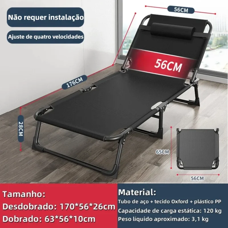 Cadeira Camping Dobravel Aco Espreguicadeira Bemmy