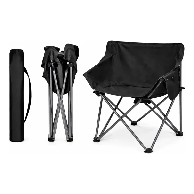 Cadeira Camping Dobravel Portatil Preta Reforcada Very