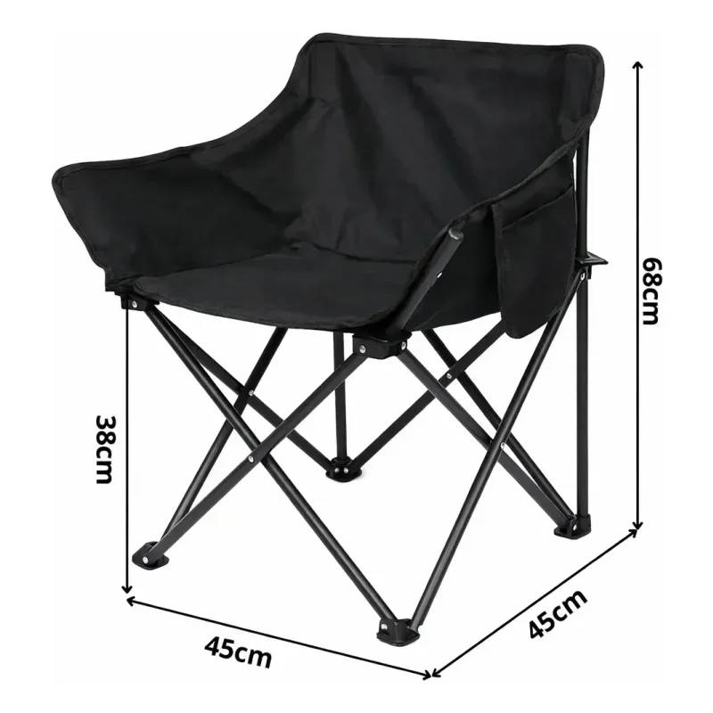 Cadeira Camping Dobravel Portatil Preta Reforcada Very