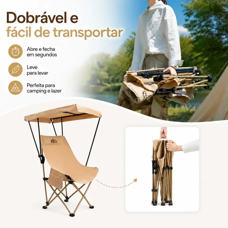 Cadeira De Camping Com Guarda Sol Integrado Aco