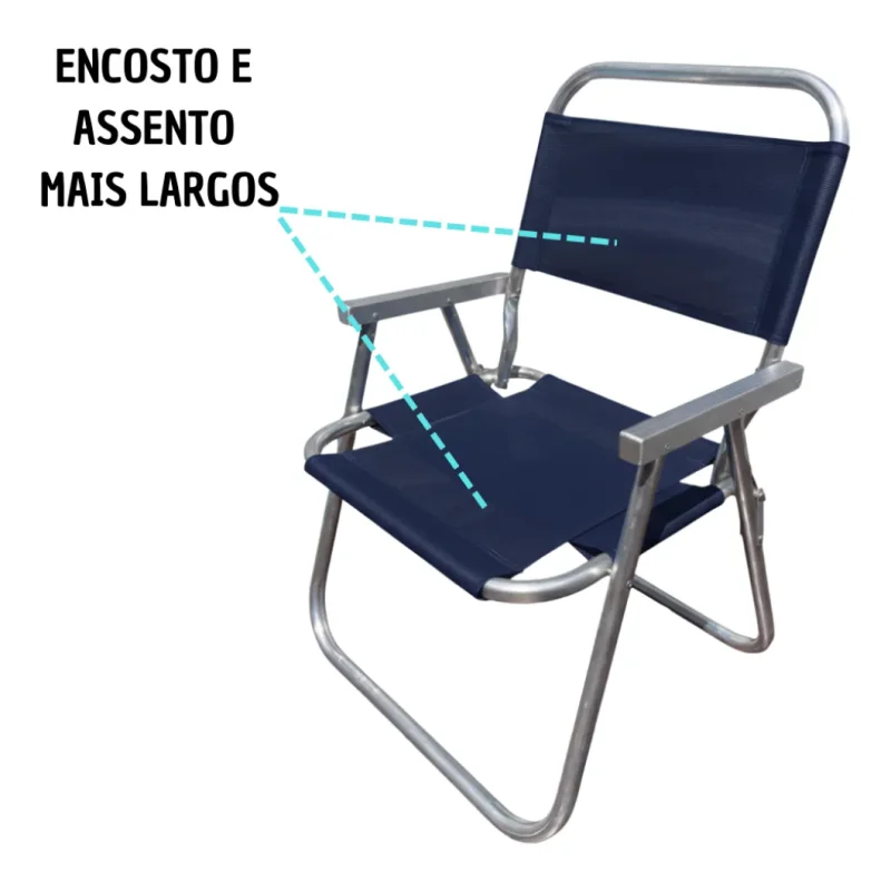 Cadeira De Praia Alta Aluminio Master Plus Size