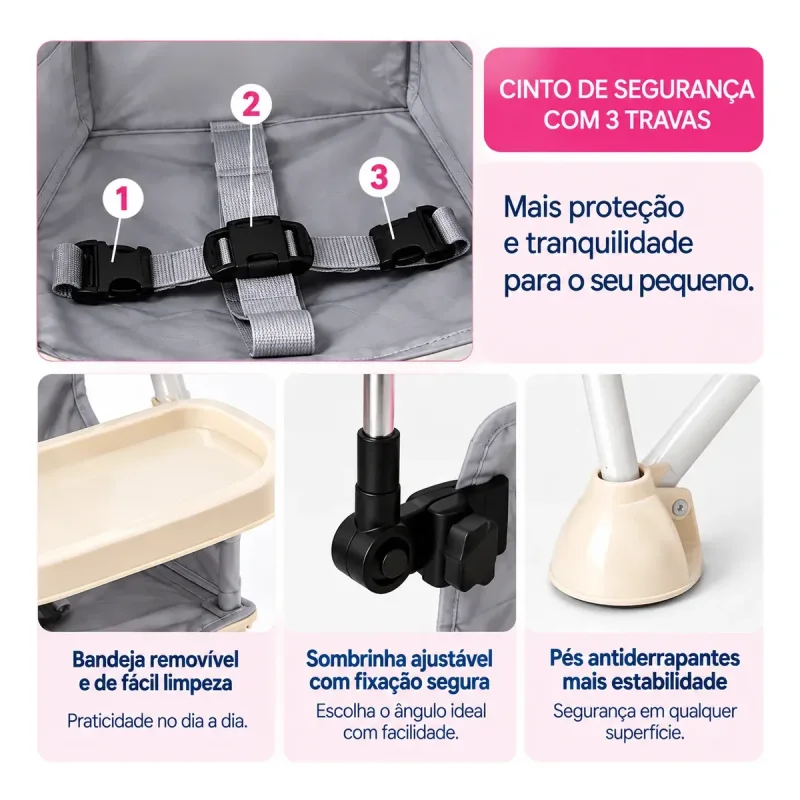 Cadeira De Praia Infantil Com Guarda Sol E Bandeja Vymo