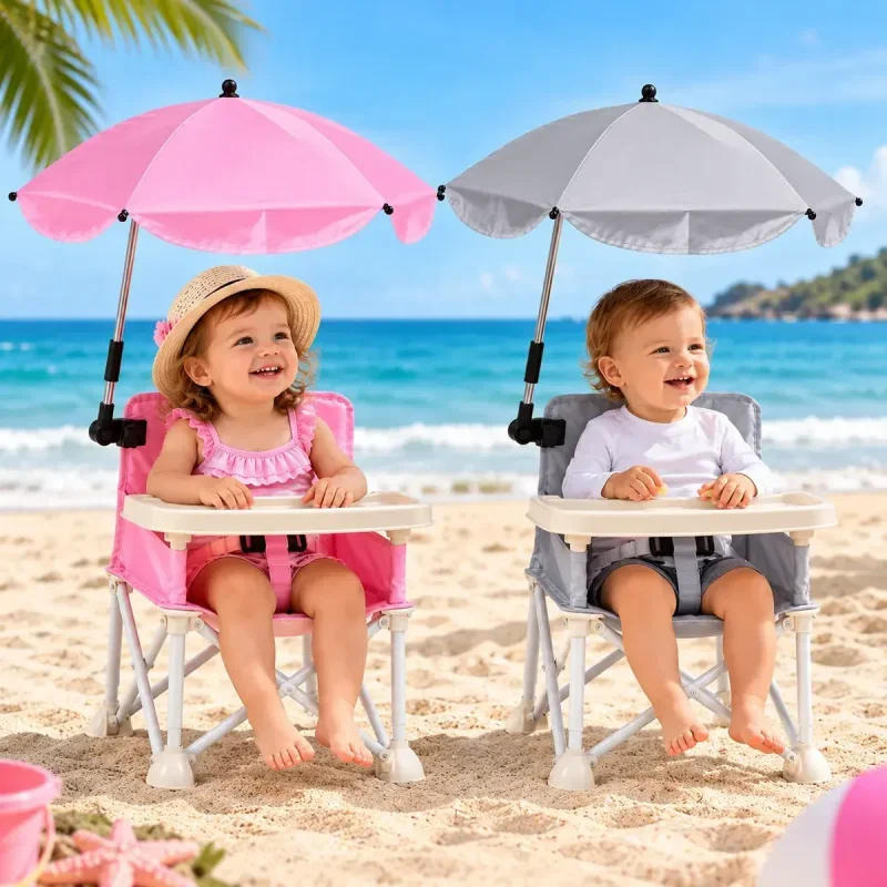 Cadeira de Praia Infantil com Guarda-Sol e Bandeja Vymo