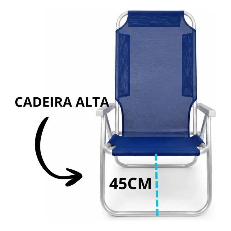 Cadeira De Praia Reforcada 200kg Aluminio Romavarejo