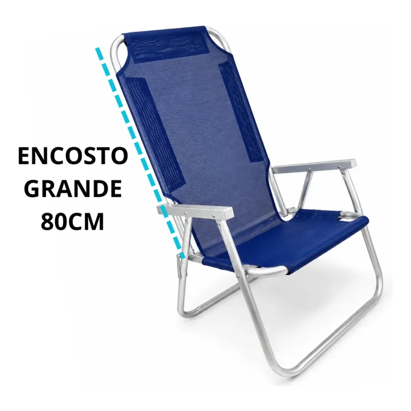 Cadeira De Praia Reforcada 200kg Aluminio Romavarejo