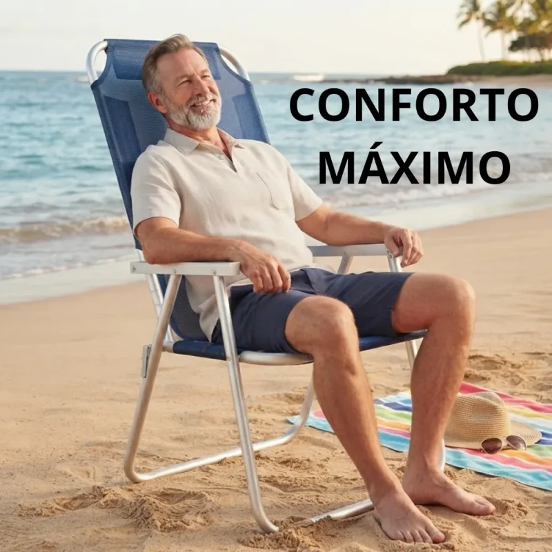 Cadeira De Praia Reforcada 200kg Aluminio Romavarejo