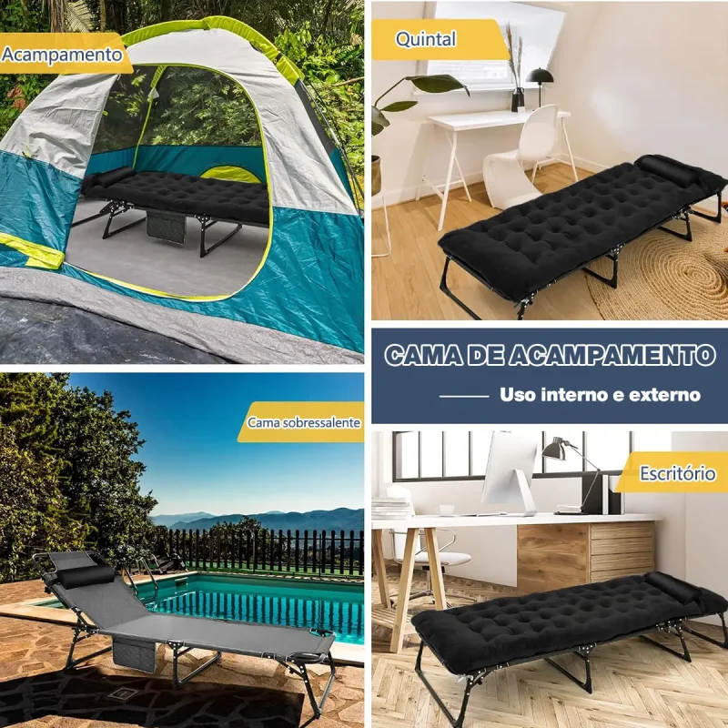 Cadeira Dobravel Joyfox Com Colchao 200kg 4 Posicoes