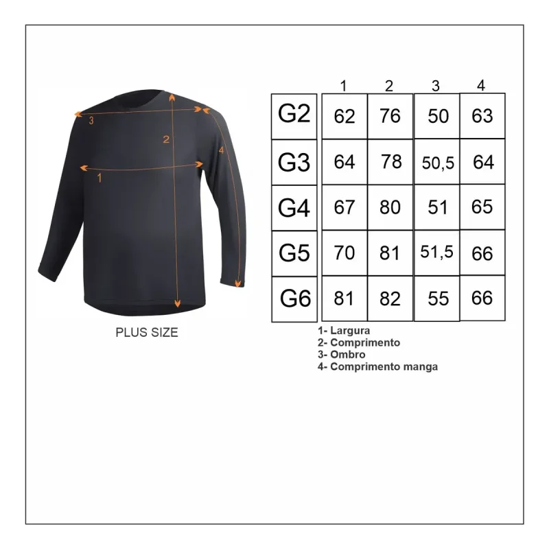 Camisa Plus Size Manga Longa Dry Fit Masculina Moov Sports