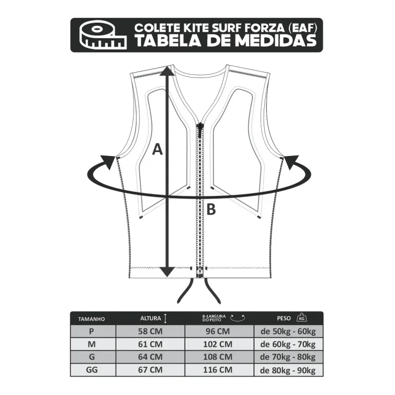 Colete De Flutuacao Neoprene Forza Kitesurf Vopen P