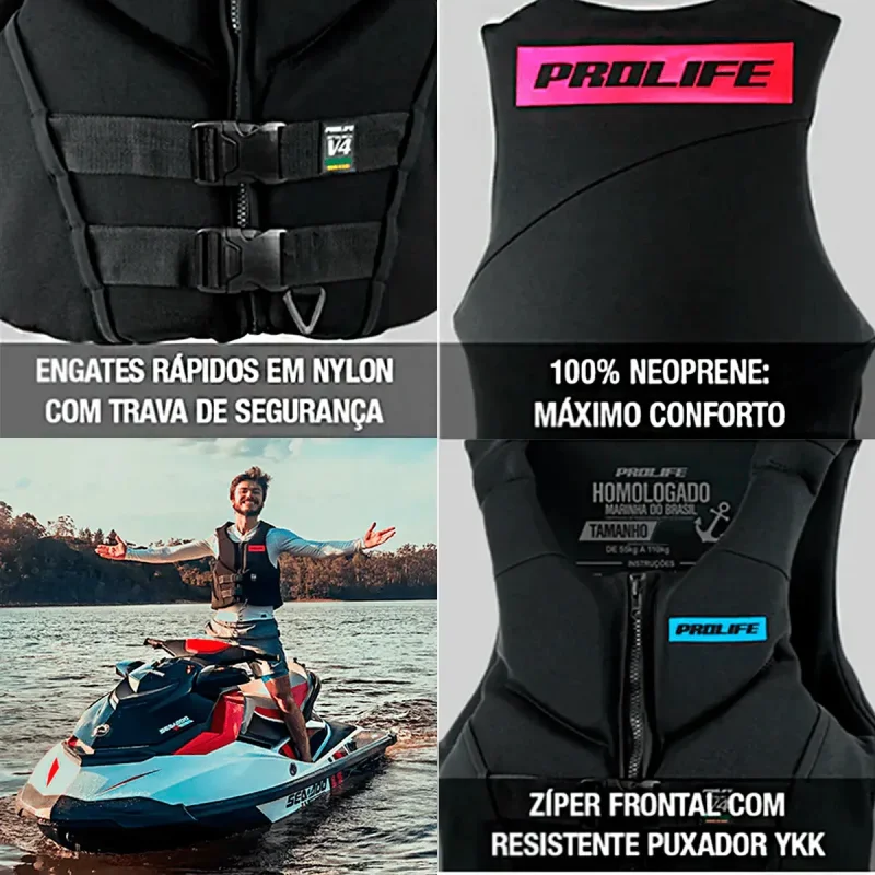 Colete Salva Vidas Neoprene Jet Ski Amarelo G2