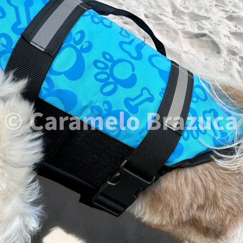 Colete Salva Vidas Pet Caes Oxford Azul P
