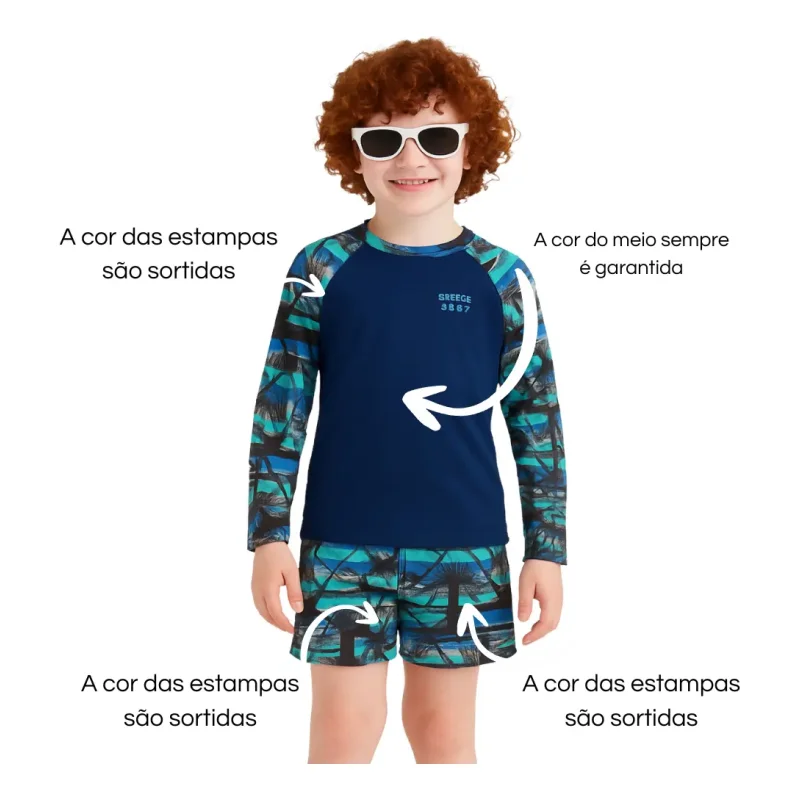 Conjunto Infantil Menino Termico Uv50 E Bermuda