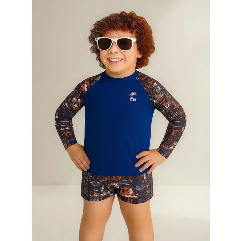 Conjunto Infantil Menino Térmico UV50+ e Bermuda
