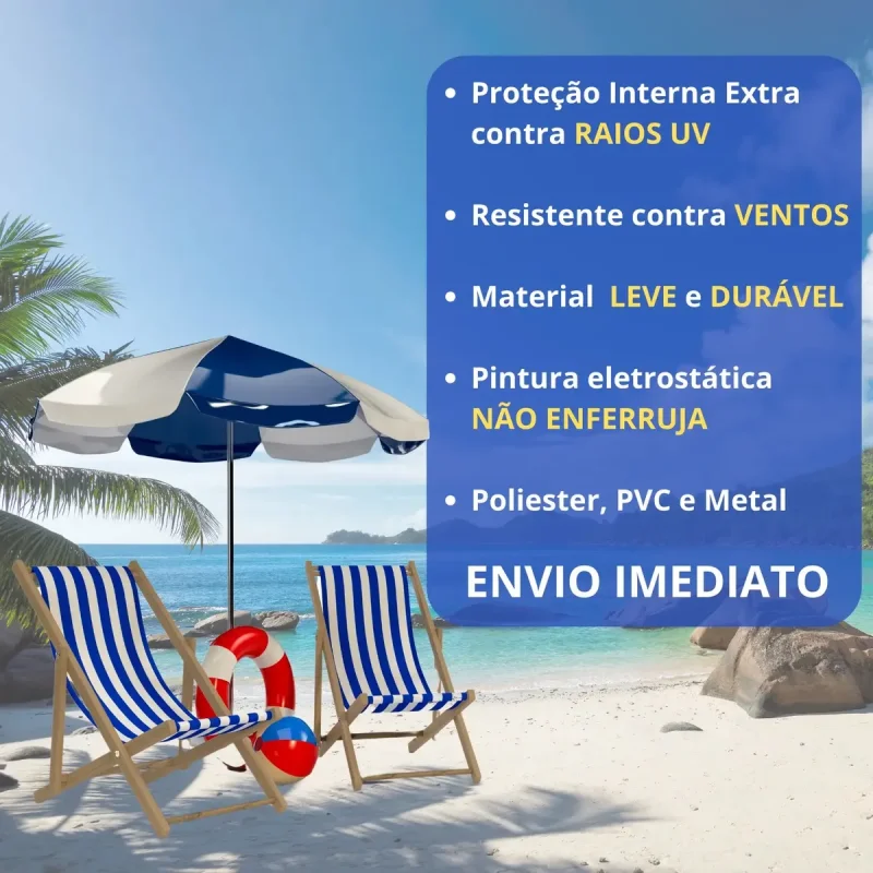 Guarda Sol Gigante 240m Uv Praia Piscina Frautili