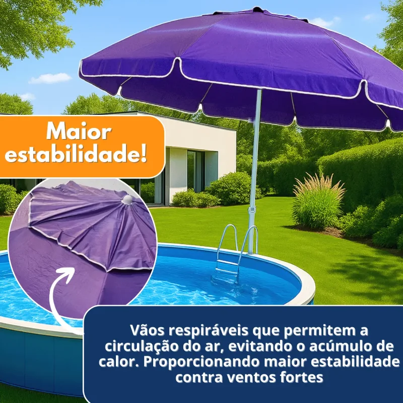 Guarda Sol Grande 240m Articulado Uv Para Praia E Piscina