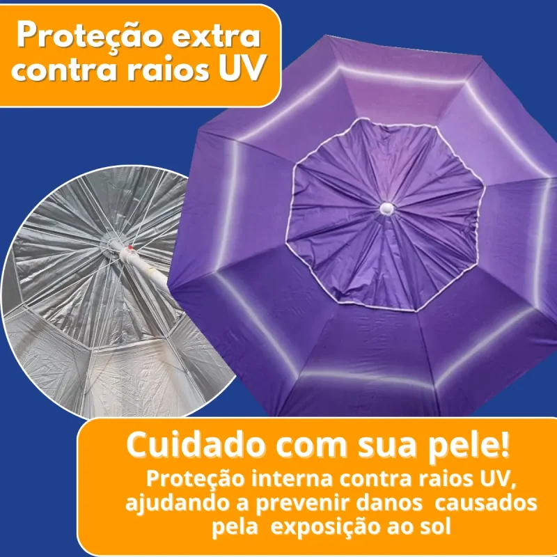 Guarda Sol Grande 240m Articulado Uv Para Praia E Piscina