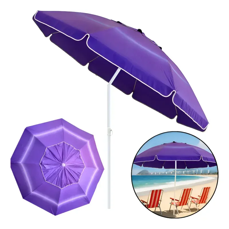 Guarda-Sol Grande 2,40m Articulado UV para Praia e Piscina