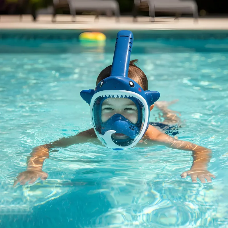 Mascara De Mergulho Infantil Full Face Tubarao Snorkel