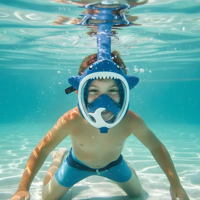 Mascara De Mergulho Infantil Full Face Tubarao Snorkel