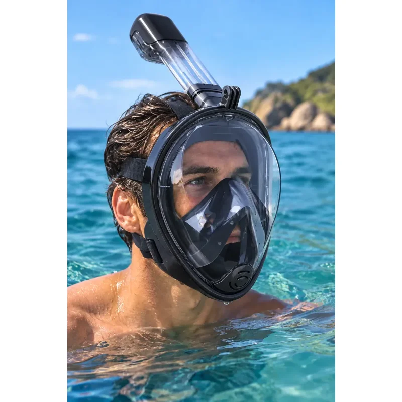 Mascara De Mergulho Snorkel 180 Com Suporte Gopro