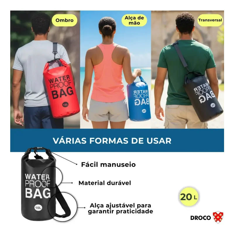 Mochila Bolsa Estanque 20l Impermeavel Droco