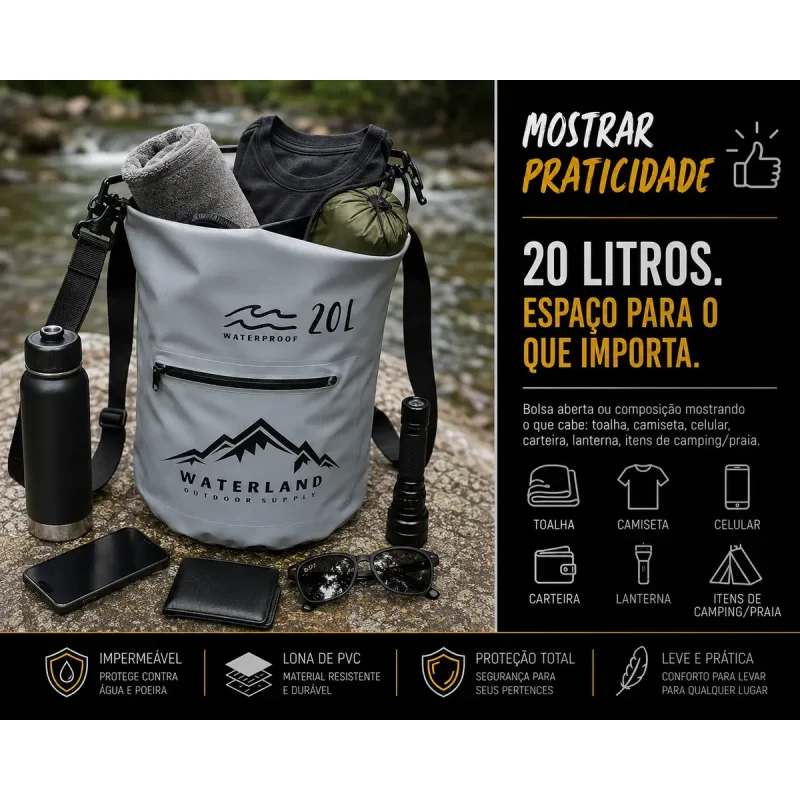 Mochila Impermeavel Moto Estanque 20l Waterland