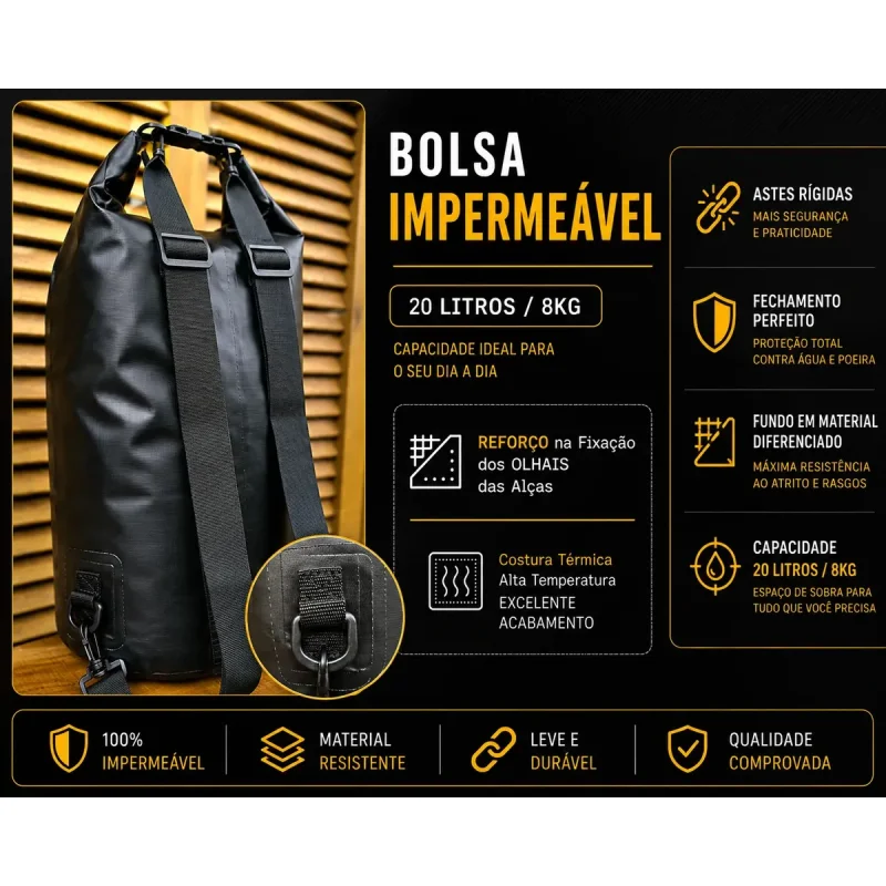 Mochila Impermeavel Moto Estanque 20l Waterland