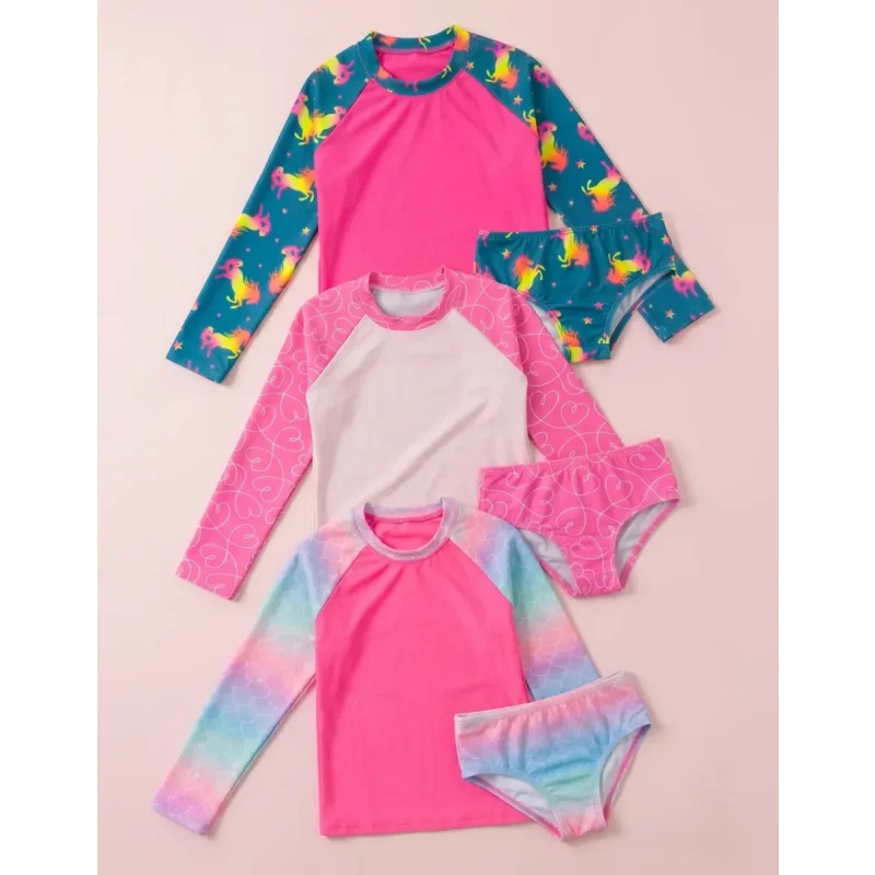 Roupa De Banho Conjunto Infantil Com Protecao Uv Menina Lk7
