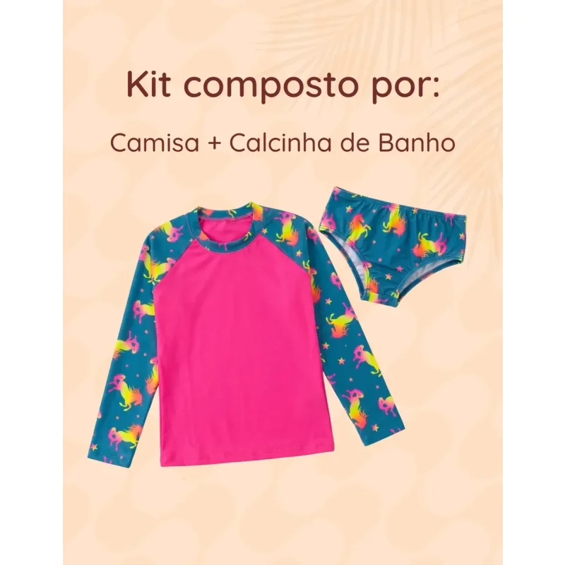 Roupa De Banho Conjunto Infantil Com Protecao Uv Menina Lk7